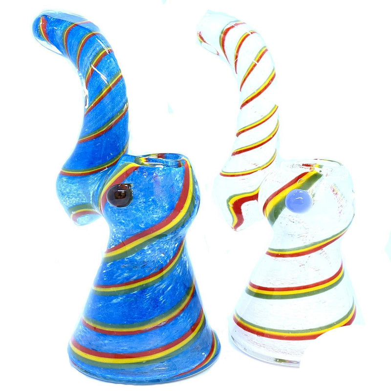 Glass Frit Color Rasta Lines Bubbler - 281 Grams - 7.5 Inches - Assorted Colors [C128]
